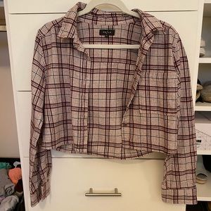 Burgundy, plaid long sleeve top